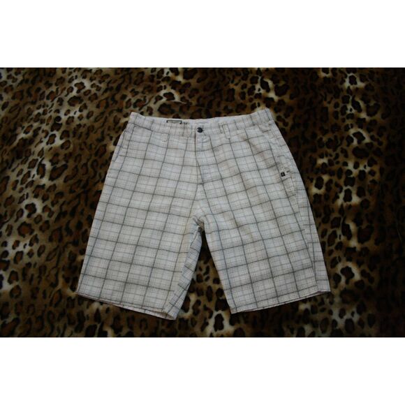 Volcom Y2K White Plaid Baggy Jorts Shorts Vintage Surfwear Skater Skatewear 34 - Picture 3 of 4